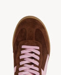 Load image into Gallery viewer, Goodsole Crossroads Coffee Soft Suede/Candy Pink Leather Sneaker