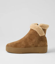 Load image into Gallery viewer, Django & Juliette Warmer light Choc Beige Suede Fur Ankle Boot