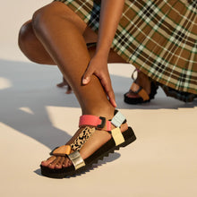 Load image into Gallery viewer, Rollie Sandal Tooth Wedge Multi Leopard