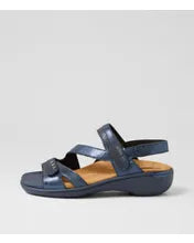 Load image into Gallery viewer, Ziera Beaux W Navy Scratch Cut Leather Sandal