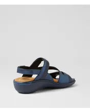 Load image into Gallery viewer, Ziera Beaux W Navy Scratch Cut Leather Sandal