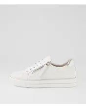 Load image into Gallery viewer, Ziera Kozie White Silver Tumble Leather Sneaker