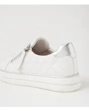 Load image into Gallery viewer, Ziera Kozie White Silver Tumble Leather Sneaker