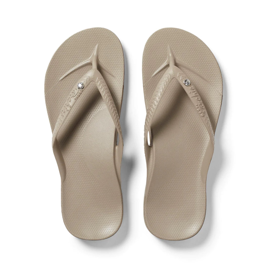 Archies Thongs Taupe with Crystal