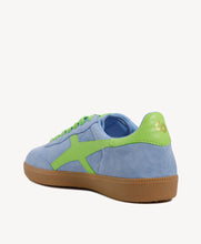 Load image into Gallery viewer, Goodsole Crossroads Blue Soft Suede/Neon Green Leather Sneaker
