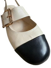 Load image into Gallery viewer, Ziera Erma Black/Milk leather slingback
