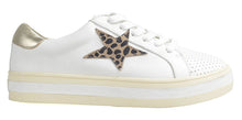 Load image into Gallery viewer, Alfie &amp; Evie Pixie White Brown Animal Trim Sneakers
