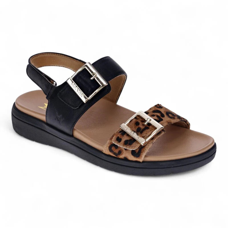 Mia Vita Bettina Black Leopard Sandal
