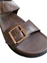 Load image into Gallery viewer, Ziera W Hastice Choc/Croc Leather Sandal
