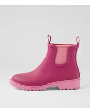 Splashy Plum-Blossom Gumboot Ankle Boots