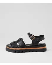Load image into Gallery viewer, Django &amp; Juliette Simm Black Leather Sandal
