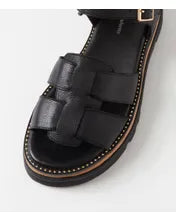 Django & Juliette Simm Black Leather Sandal
