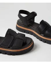 Load image into Gallery viewer, Django &amp; Juliette Simm Black Leather Sandal
