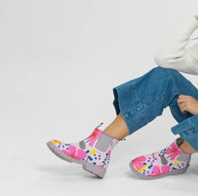 Load image into Gallery viewer, Splashy Floral Gumboot Ankle Boots
