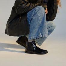 Load image into Gallery viewer, Rollie Chelsea Black Crinkle Patent Boot
