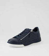 Load image into Gallery viewer, Ziera Aurie Navy Leather Sneaker
